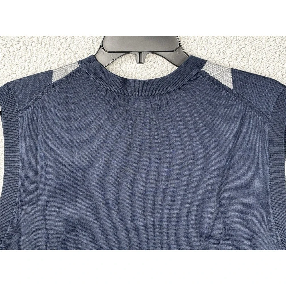 Banana Republic Sweater Vest Mens Large Argyle Diamond Silk Cashmere Blend Gray
